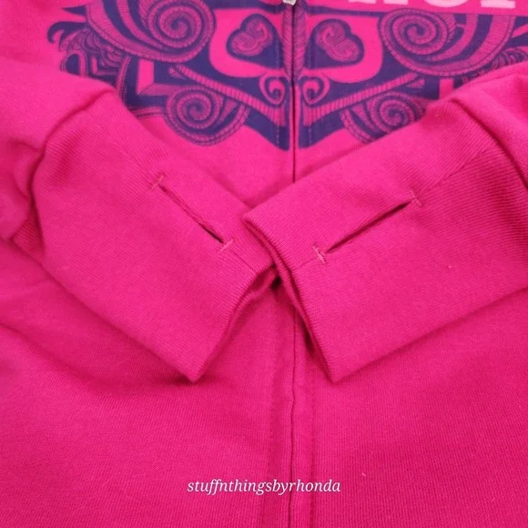 WARRIOR IN PINK Sweatshirt Women's S Pink Hoodie Full Zip Funky/Grudge/Y2K/Retro - Picture 4 of 6